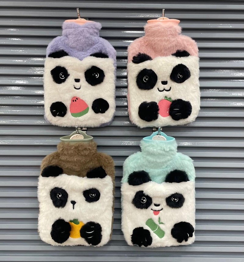 SID MAGIC 1000ml Cozy Panda Fleece Hot Water Bottle | Kawaii Fruit Design Warm Bag for Winter, Back/Neck Pain Relief, and Soothing Heat Therapy | Leakproof & Safe (Brown) - Image 5