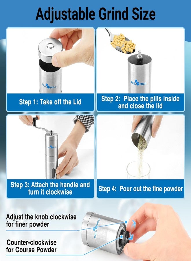 Pill Mill Pill Crusher - Crushes Multiple Tablets to a Fine Powder - Metal Pill Grinder - Tablet Pulverizer Suitable for Travel - Great Feeding Tube use and Pets - Image 3