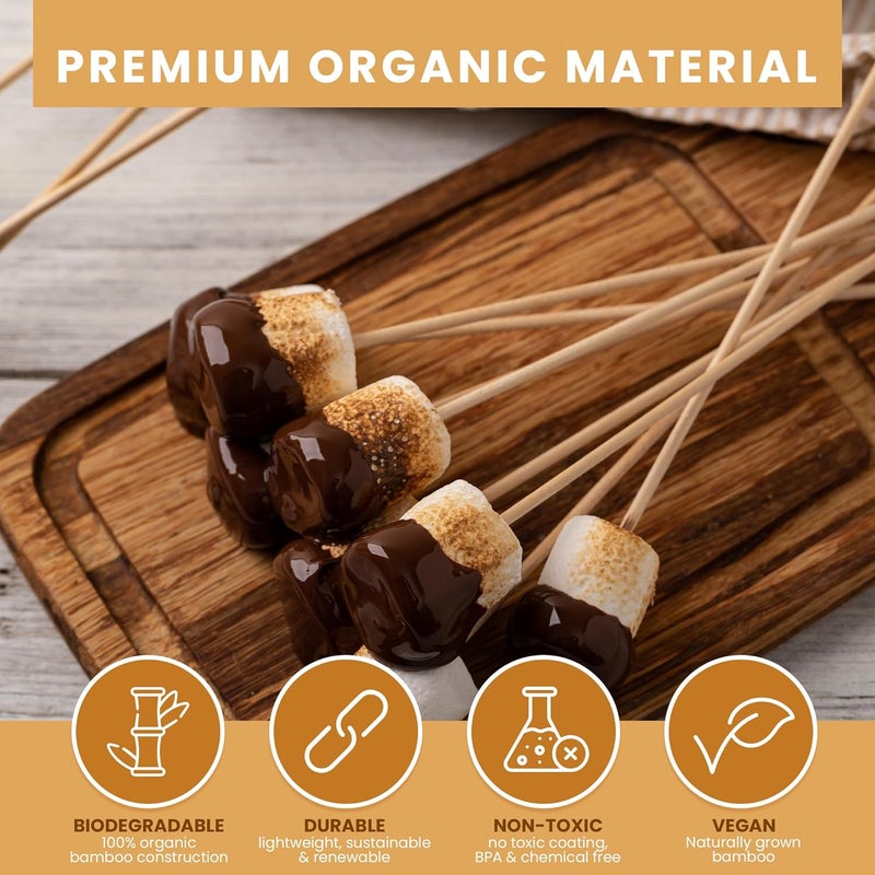 DecorRack Natural Bamboo Skewer Sticks, 400 Pack of 6 inch Organic Wooden Barbecue Kabob Skewers, Best for Grill, BBQ, Kebab, Marshmallow Roasting or Fruit Sticks - Image 5