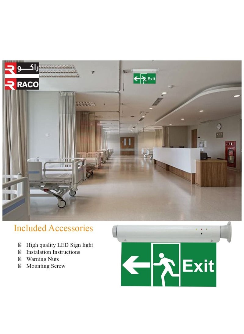 RACO - RACO RR Escape LED Sign Emergency Exit Light with Battery Backup , Acrylic Clear Panel Exit Sign (Exit Left) - Image 1
