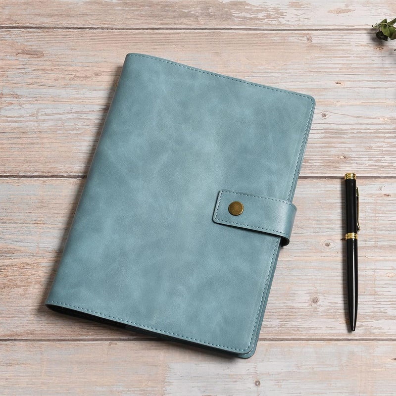 WONDERPOOL Leather Journal Refillable Notebook Spiral Diary Binder Portfolio - A5 Dot Grid Paper & Inner Pockets for Travel Work and Personal Organizer (Lake Blue, A5) - Image 3