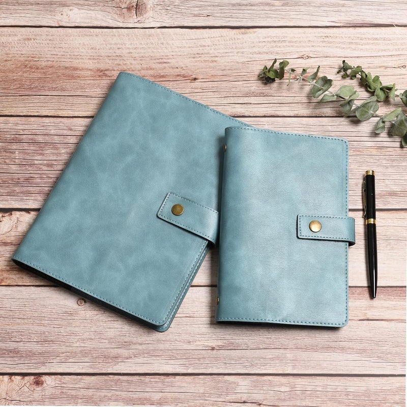 WONDERPOOL Leather Journal Refillable Notebook Spiral Diary Binder Portfolio - A5 Dot Grid Paper & Inner Pockets for Travel Work and Personal Organizer (Lake Blue, A5) - Image 5