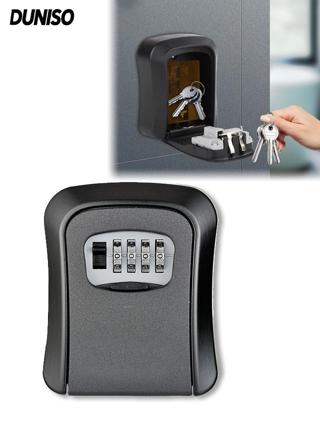 Safe Key Lock Box Wall Mounted,4 Digits Combination Security Lockbox for Storage Spare Keys,Sturdy and Durable,Waterproof and Anti Theft,for Indoor, Outdoor, Garage, Garden, Store