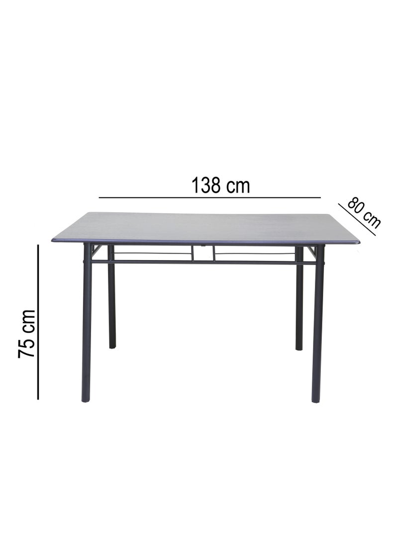 AFT - Aft Wooden Steel Metal Dining Table Chairs Set Modern Dining Room and Kitchen AFT-D1406-7 1+6 BLACK WALNUT - Image 1