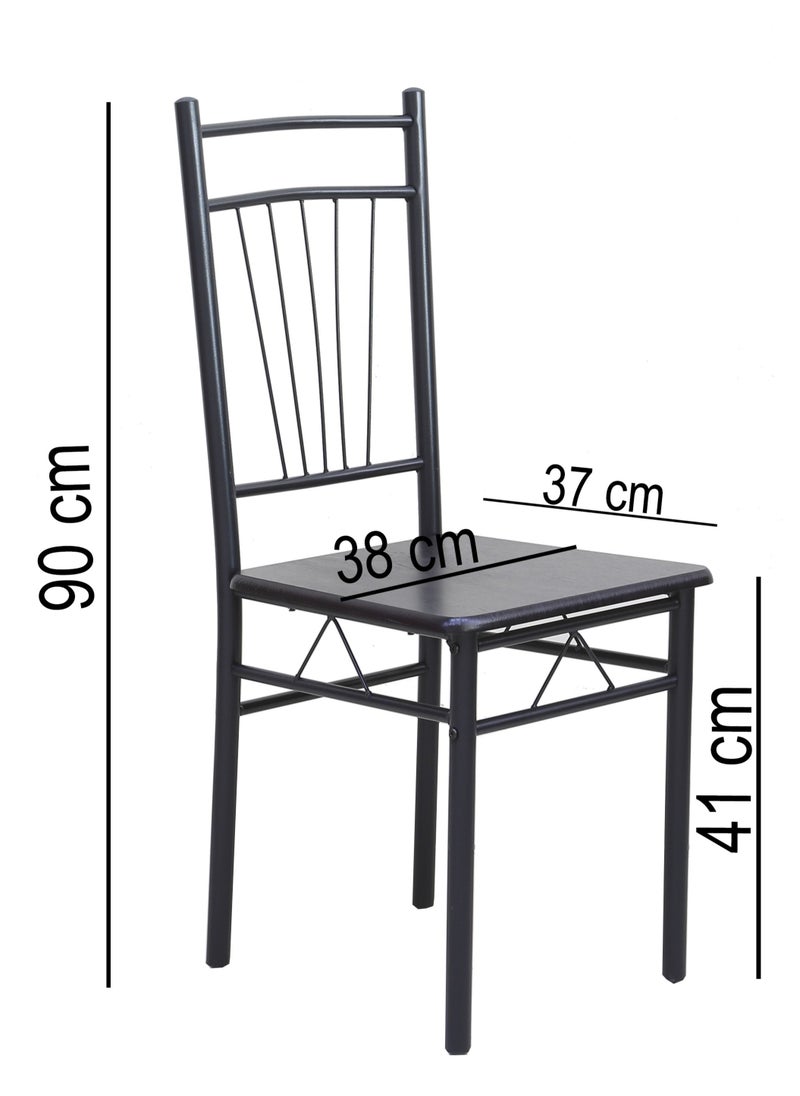 AFT - Aft Wooden Steel Metal Dining Table Chairs Set Modern Dining Room and Kitchen AFT-D1406-7 1+6 BLACK WALNUT - Image 1