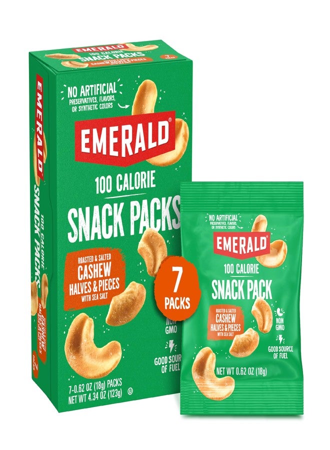 Emerald Nuts Roasted and Salted Cashews 7ct (1-Pack), 100-Calorie Individual Packs, Plant-Based Protein, Kosher Certified, Non-GMO, Contains No Artificial Preservatives, Flavors or Synthetic Colors - Image 1