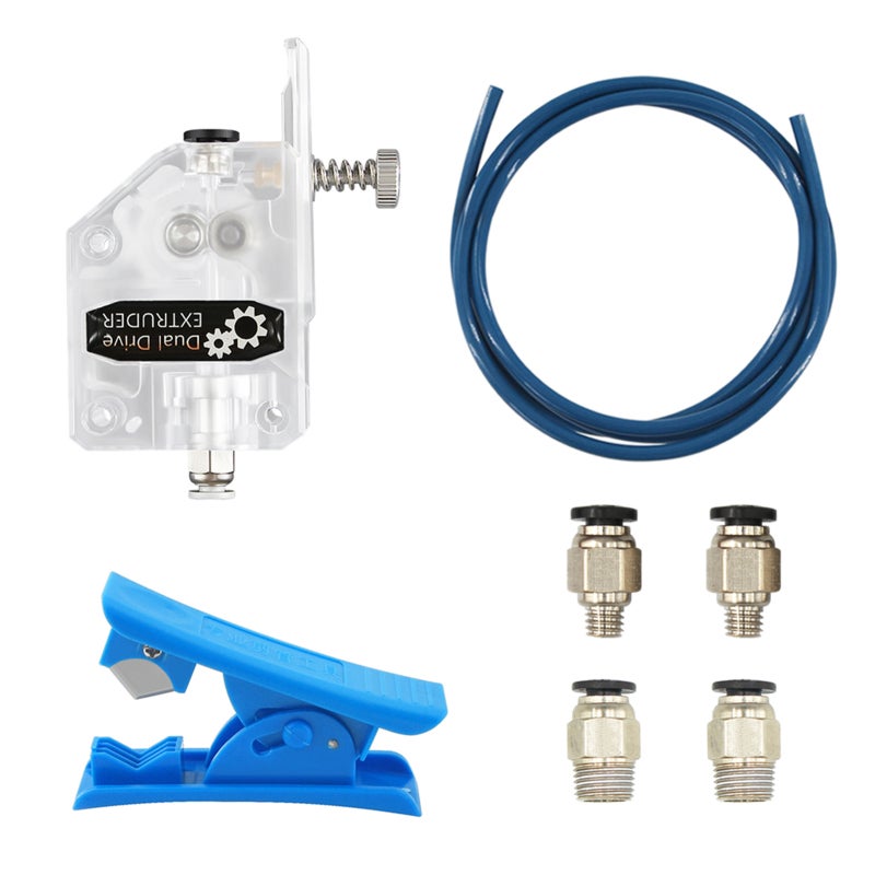 TWO TREES 3D Upgrade Extruder with Transperant Shell Clear Cover and 1m PTFE Tubing Hose Pipe and Tube Cutter 2pcs PC4-M6 Pneumatic Fittings 2pcs PC4-M10 Pneumatic Fittings for 1.75mm Filaments - Image 1