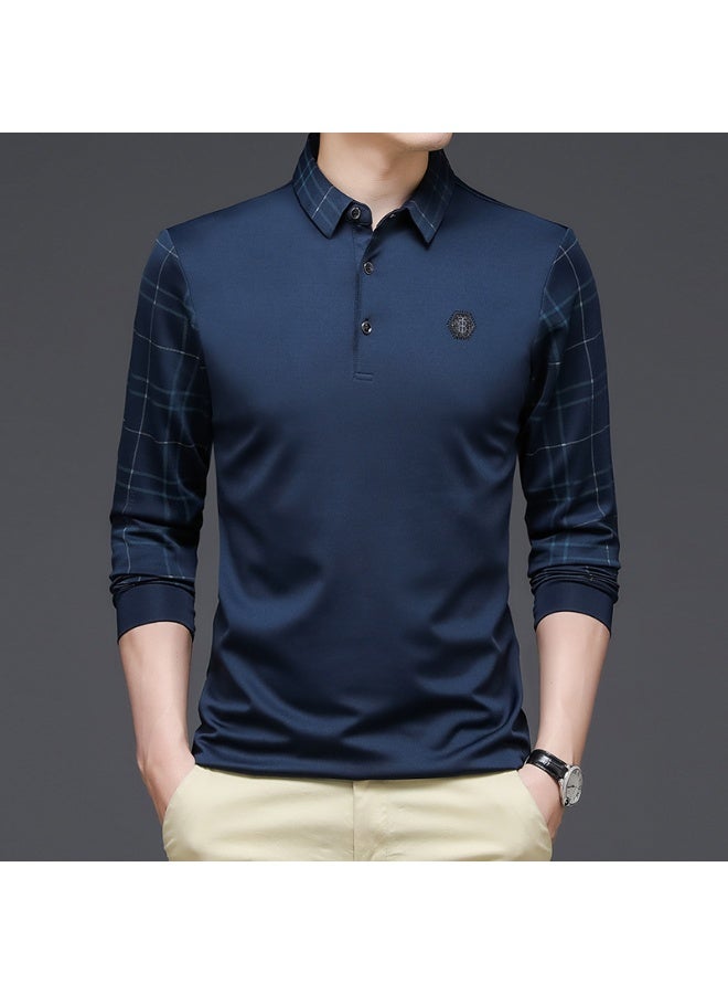 C Long Sleeve Polo Shirt For Middle-aged Young Men Light Business Lapel T-shirt Top Men's Base Layer Top - Image 1