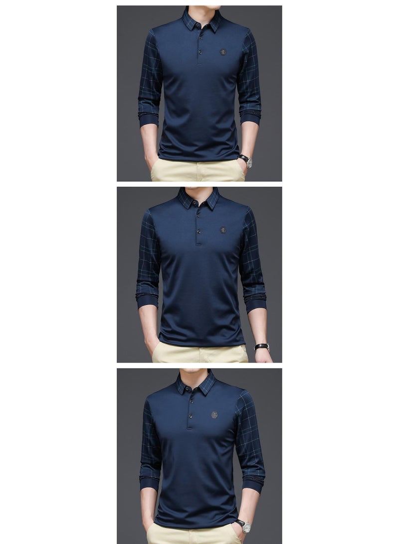 C Long Sleeve Polo Shirt For Middle-aged Young Men Light Business Lapel T-shirt Top Men's Base Layer Top - Image 2