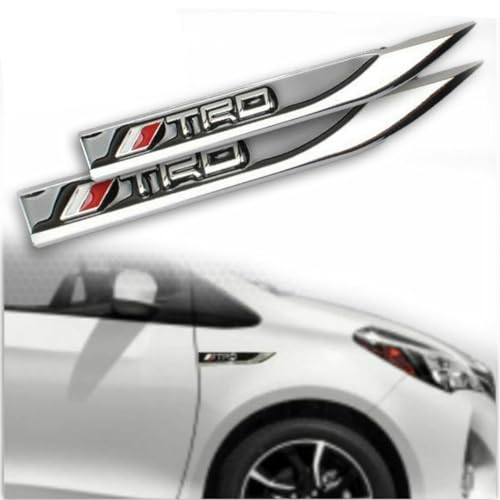 AutoBizarre 3D Raised Set of 2 Side Fender Blade Knife Shape Metal Monogram Emblem Badge Decal Sticker for All Cars & Bikes (TRD) - Image 1