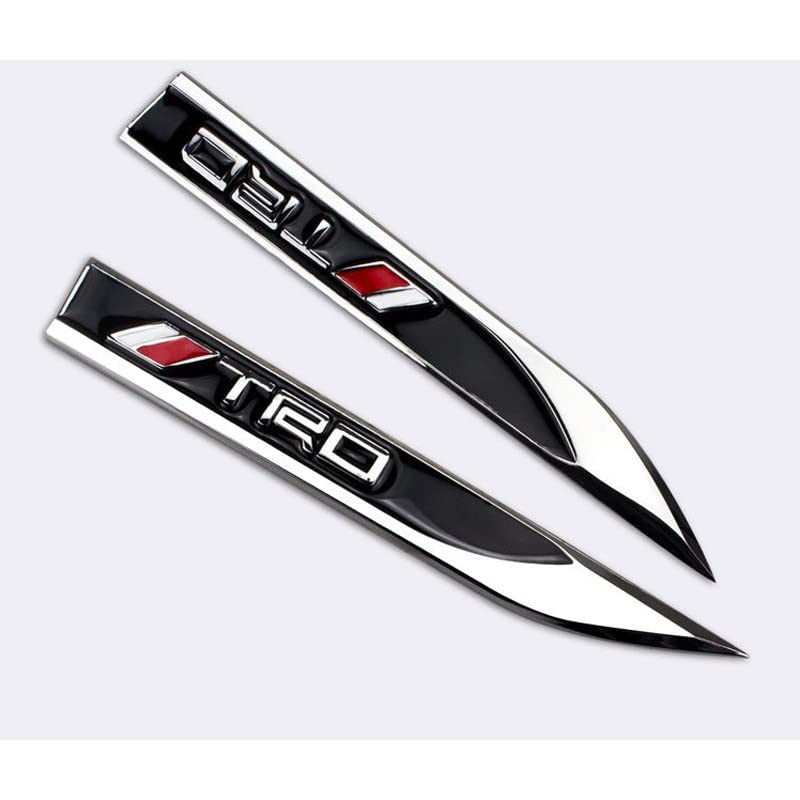AutoBizarre 3D Raised Set of 2 Side Fender Blade Knife Shape Metal Monogram Emblem Badge Decal Sticker for All Cars & Bikes (TRD) - Image 5