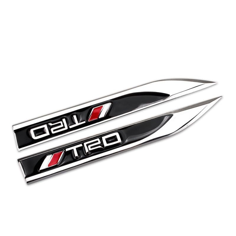 AutoBizarre 3D Raised Set of 2 Side Fender Blade Knife Shape Metal Monogram Emblem Badge Decal Sticker for All Cars & Bikes (TRD) - Image 2