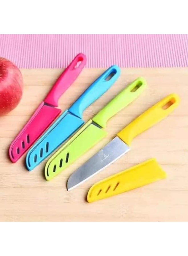 Stainless Steel Fruit Knife with Plastic Handle and Case, Assorted colors