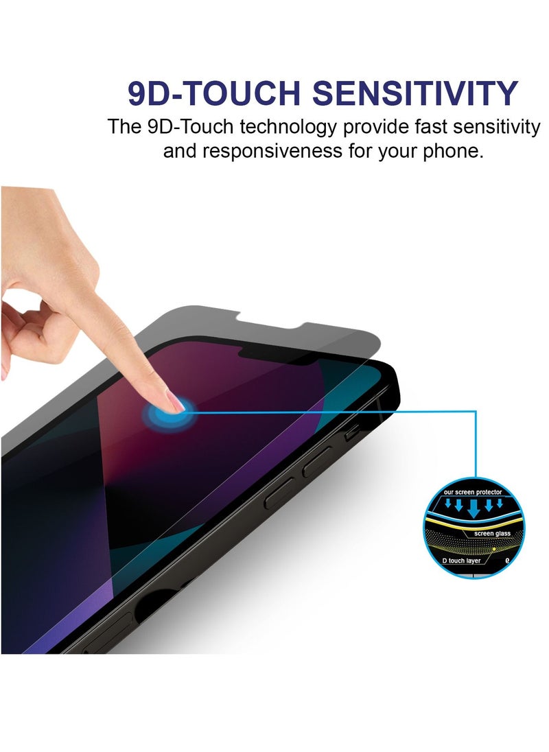 PRIMEEIGHT - PRIMEEIGHT iPhone 14 And iPhone 13 / 13 Pro Privacy Screen Protector 6.1 Inch Display - Ultra Thin 9H Hardness Tempered Glass iPhone 13/13 Pro Pack of 2 - Easy to Install HD Privacy Screen. - Image 1