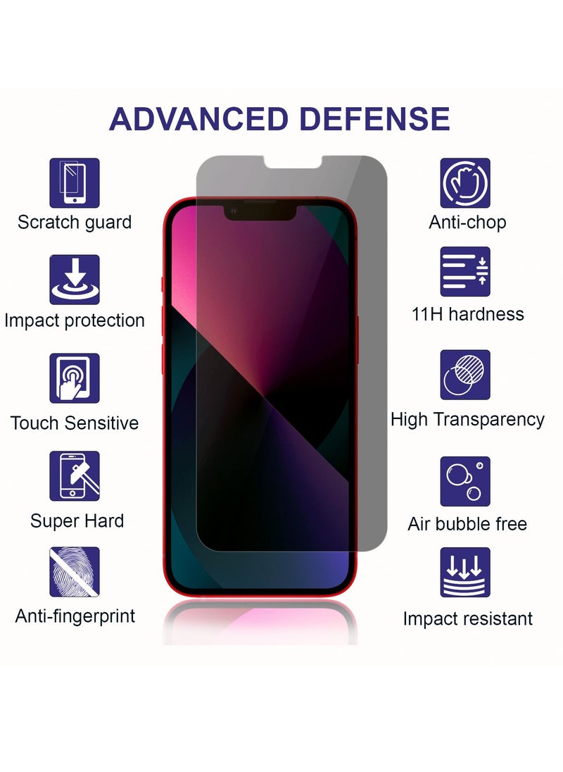 PRIMEEIGHT - PRIMEEIGHT iPhone 14 And iPhone 13 / 13 Pro Privacy Screen Protector 6.1 Inch Display - Ultra Thin 9H Hardness Tempered Glass iPhone 13/13 Pro Pack of 2 - Easy to Install HD Privacy Screen. - Image 1