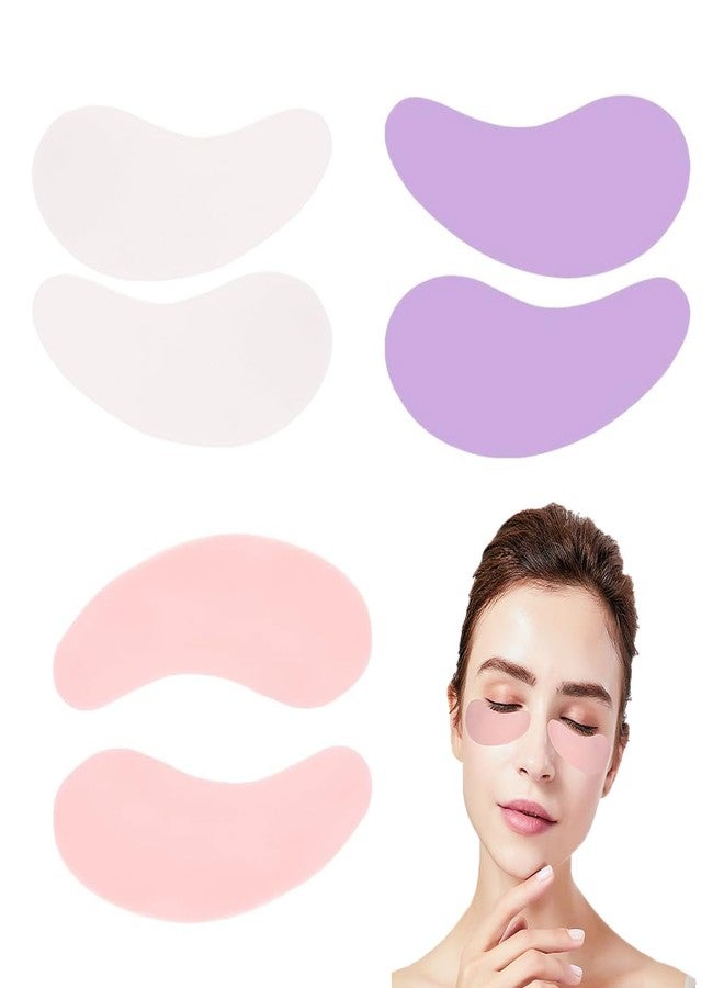 GBSTORE 3 Pairs Silicone Reusable Eye Patches Eye Wrinkle Patches Under Eye Patches Mask for Plump Fine Lines & Wrinkles (Pink+White+Purple) - Image 1
