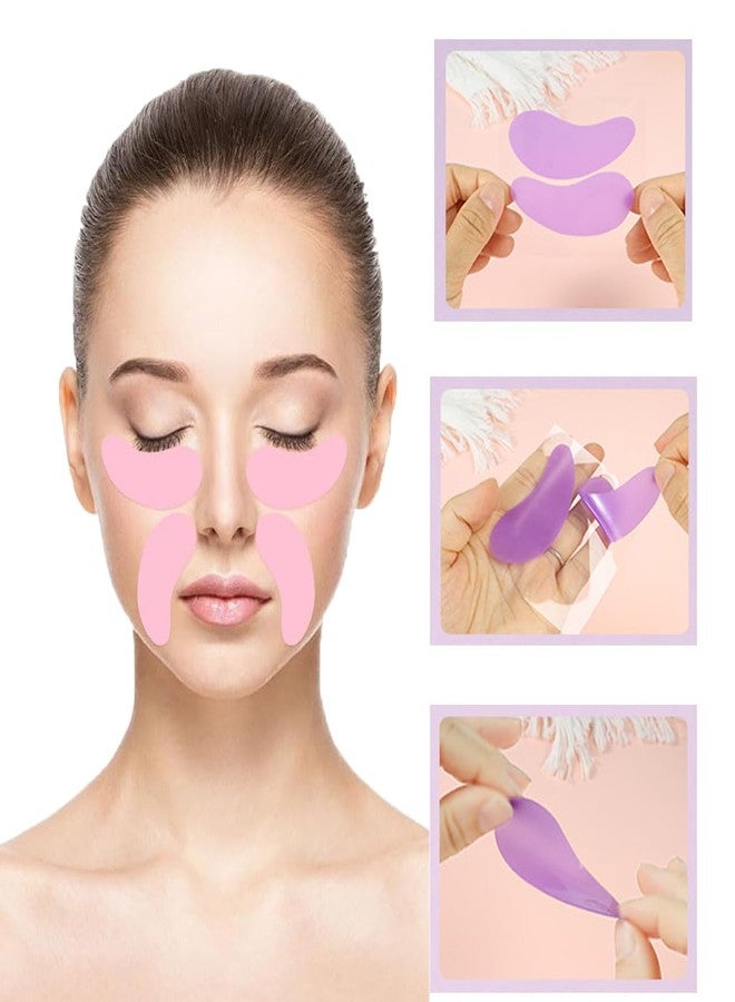 GBSTORE 3 Pairs Silicone Reusable Eye Patches Eye Wrinkle Patches Under Eye Patches Mask for Plump Fine Lines & Wrinkles (Pink+White+Purple) - Image 2
