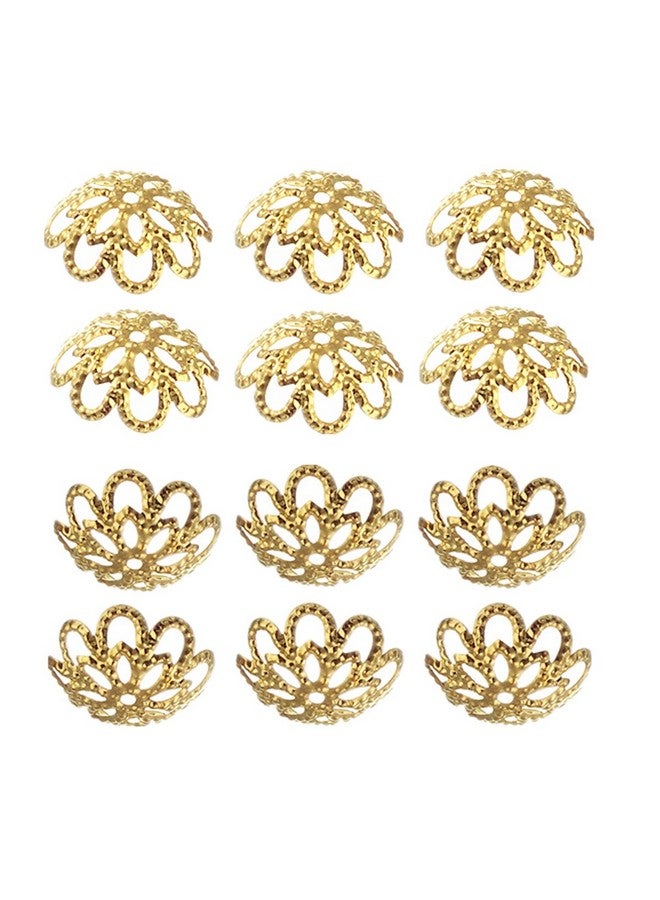 Zhiheng 500Pcs 10Mm Gold Tone Flower Bead Caps Hollow Flower Bead Caps For Jewelry Making (Gold) - Image 1