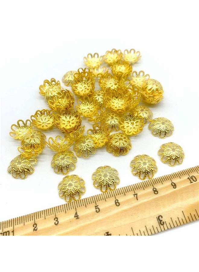 Zhiheng 500Pcs 10Mm Gold Tone Flower Bead Caps Hollow Flower Bead Caps For Jewelry Making (Gold) - Image 3