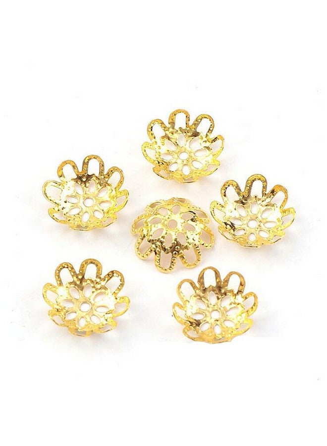Zhiheng 500Pcs 10Mm Gold Tone Flower Bead Caps Hollow Flower Bead Caps For Jewelry Making (Gold) - Image 2