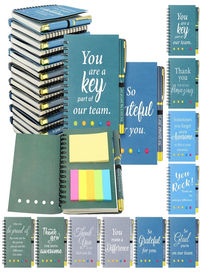 Zhanmai 30 Sets Employee Appreciation Gifts Bulk Thank You Gifts Inspirational Spiral Notebook with Ballpoint Pens Leather Journal Colored Sticky Tabs for Team Coworker Volunteer Teacher (Employee) - Image 1