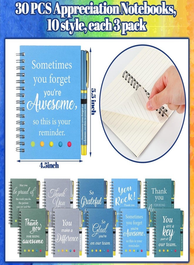 Zhanmai 30 Sets Employee Appreciation Gifts Bulk Thank You Gifts Inspirational Spiral Notebook with Ballpoint Pens Leather Journal Colored Sticky Tabs for Team Coworker Volunteer Teacher (Employee) - Image 3