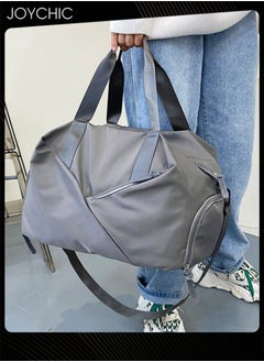Joychic Solid Pattern Swim Messenger  Shoulder Bag Large Capacity Gym Sack with Dry Wet Separated Pocket for Men Women Sport, Yoga Travel Fitness Grey  - Image 2