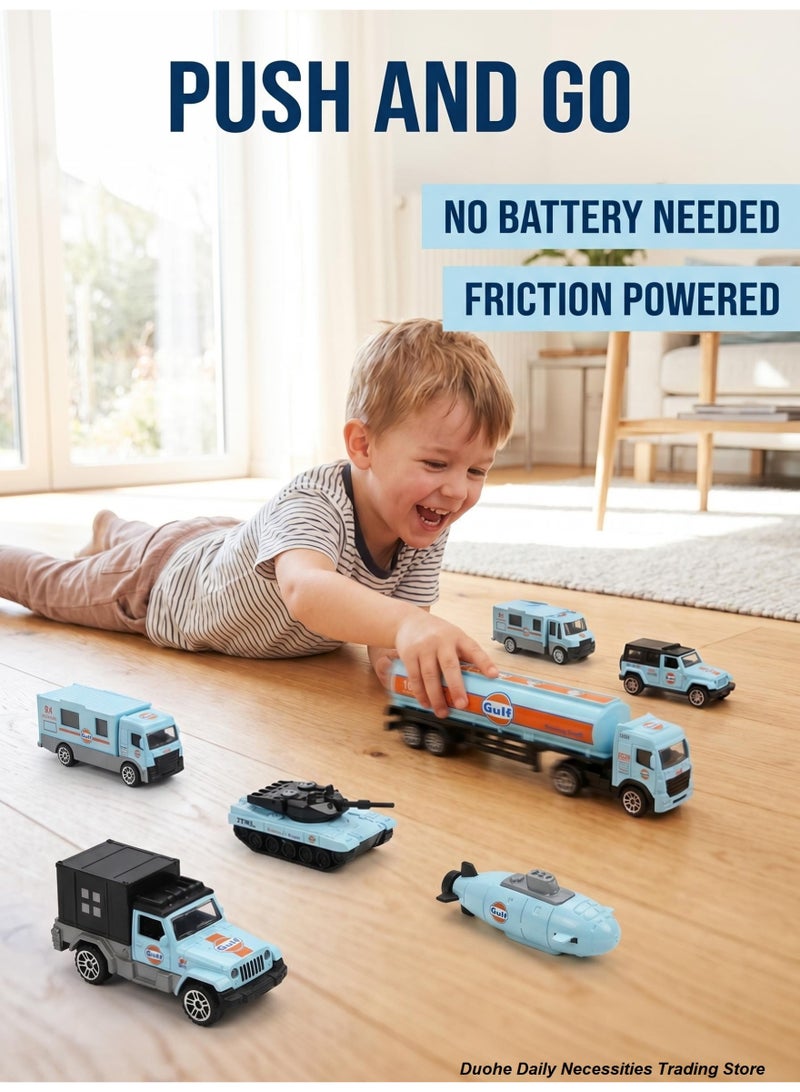 Alloy Pull Back Toy Cars 8 Pack — Die-Cast Metal Pull Back Vehicles for Kids, Racing Transport Trucks Set, Boys Toys Gift Ages 3+ - Image 5
