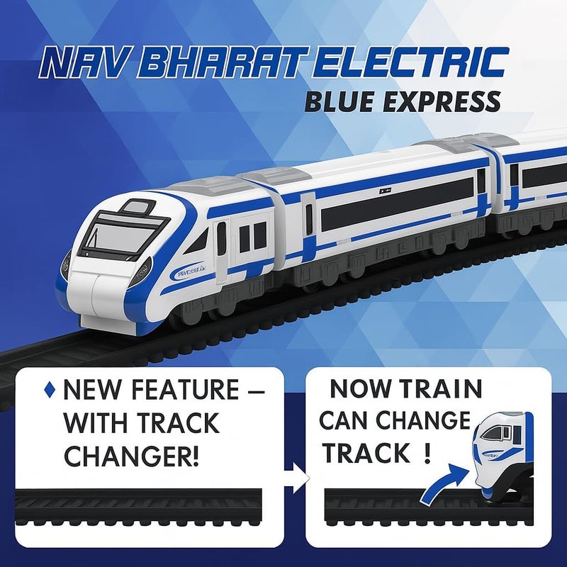 Toyterra Vande Bharat Bullet Train Set - Battery Operated Electric Locomotive with Interlocking Tracks - Image 2