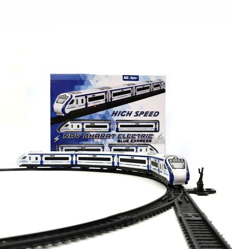Toyterra Vande Bharat Bullet Train Set - Battery Operated Electric Locomotive with Interlocking Tracks - Image 1