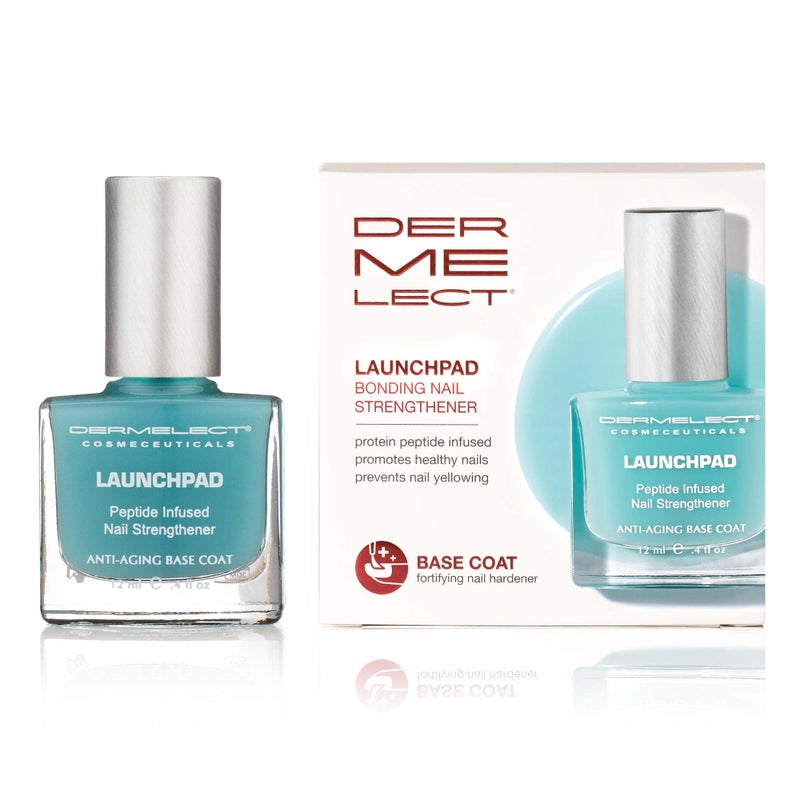 Dermelect Launchpad Nail Strengthener - Nailcare Base Coat with Keratin Protein Peptides, Strengthening, Hardening Protective Treatment for Weak, Thin, Brittle, Hard to Grow, Damaged Nails 0.4 oz - Image 1