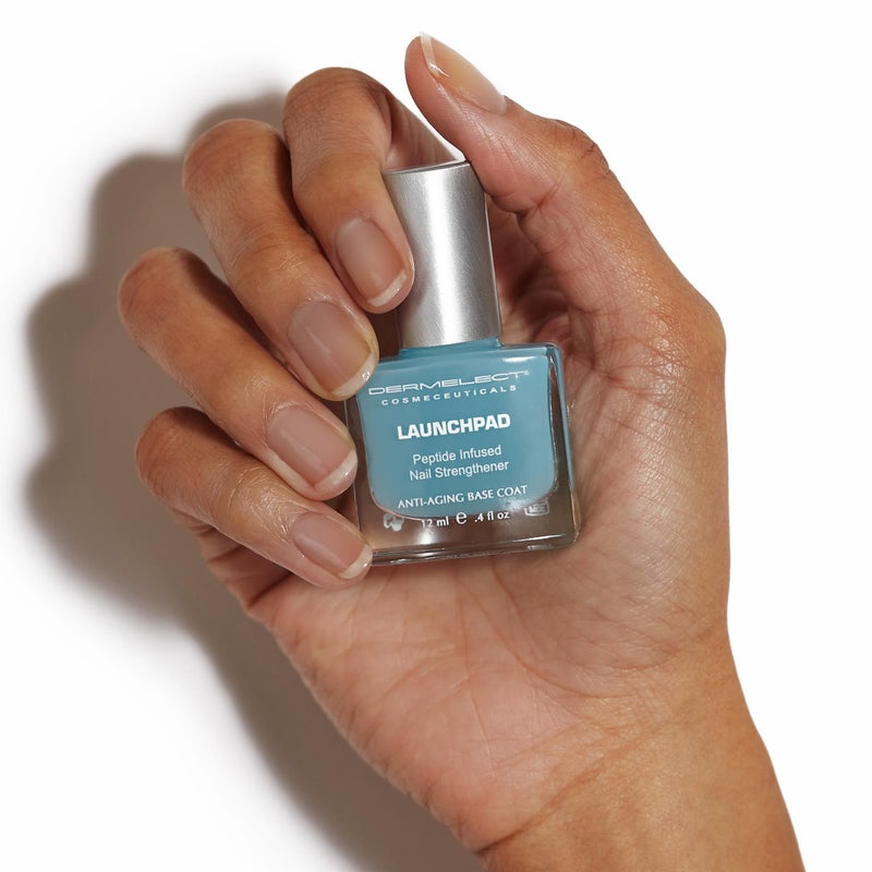 Dermelect Launchpad Nail Strengthener - Nailcare Base Coat with Keratin Protein Peptides, Strengthening, Hardening Protective Treatment for Weak, Thin, Brittle, Hard to Grow, Damaged Nails 0.4 oz - Image 2