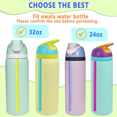 NTIERA 8pcs Replacement Straws for Owala FreeSip 24oz 32oz Bottle, Reusable Plastic Straws with Cleaning Cleaner Brush for Insulated Stainless Steel Water Bottle Tumbler Accessories(8 Color) - Image 2