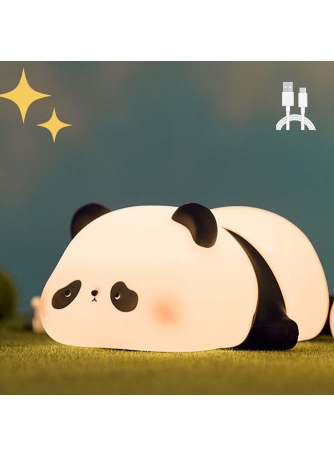 LED Squishy Panda Night Light, Soft Silicone Touch Lamp with 3-Level Dimming, USB Rechargeable Nursery Light for Baby Feeding & Kids Room Decor, Cute Gift - Image 1