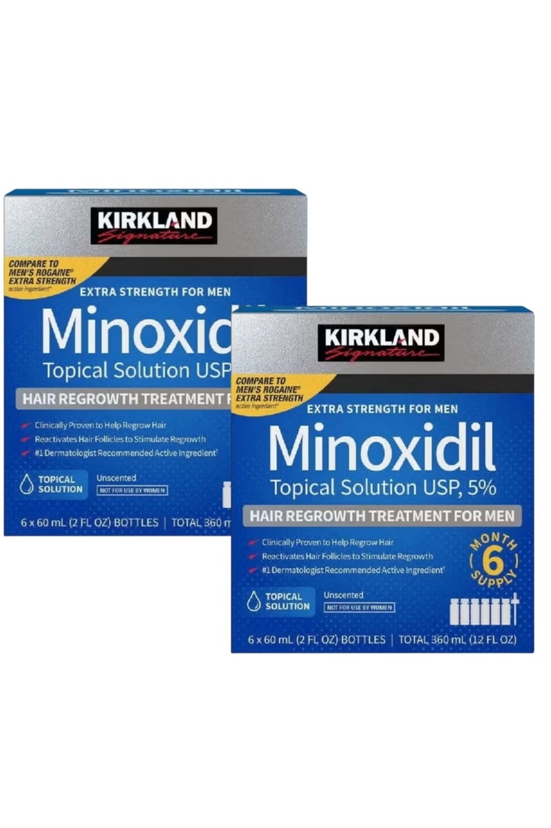 Kirkland 2 large boxes*6 bottles of 60ml Super Potency 5% Minoxidil Hair Growth Treatment Set: Easy hair growth, affordable choice - Image 1