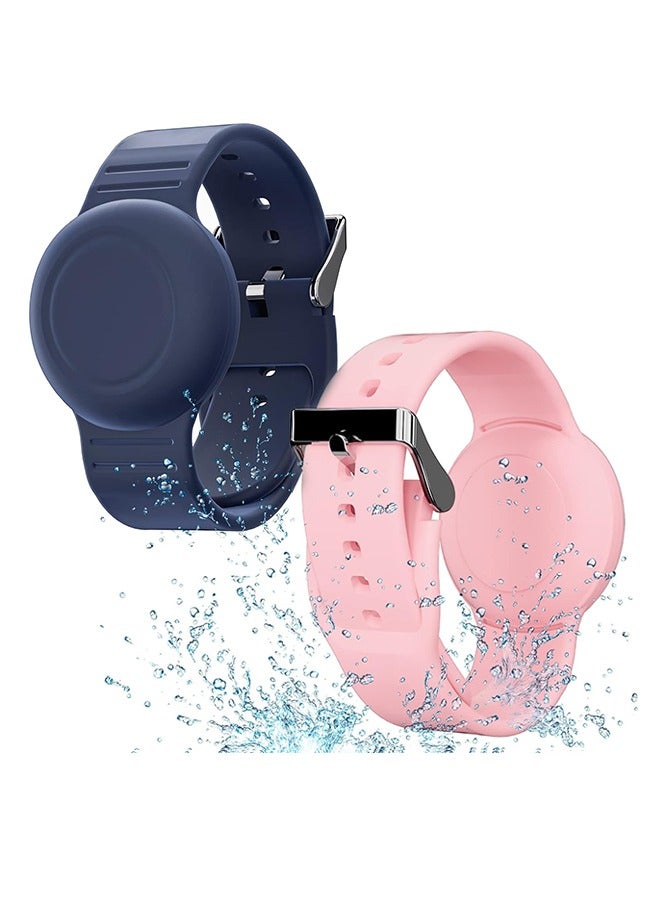 2 Pack AirTag Kids Silicone Wristbands with Apple AirTag Protective Case Cover, Elastic Watch Band for Toddlers Girls Boys Elders Adjustable Anti-Lost - Image 1