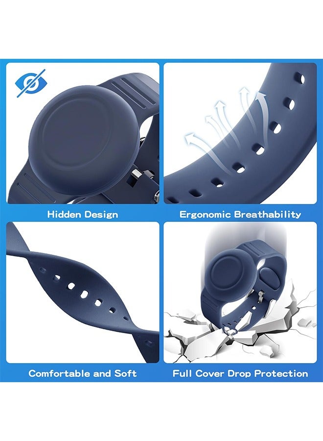 2 Pack AirTag Kids Silicone Wristbands with Apple AirTag Protective Case Cover, Elastic Watch Band for Toddlers Girls Boys Elders Adjustable Anti-Lost - Image 4