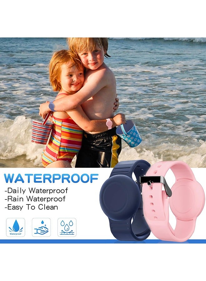2 Pack AirTag Kids Silicone Wristbands with Apple AirTag Protective Case Cover, Elastic Watch Band for Toddlers Girls Boys Elders Adjustable Anti-Lost - Image 2