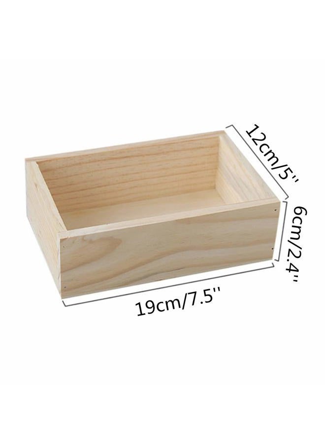 LONG TAO 2 Pcs 7.5" × 5" × 2.4" Wooden Succulent Planter Plant Container Box Rectangular Flower Pot Storage Box for Home Venue Decor - Image 2