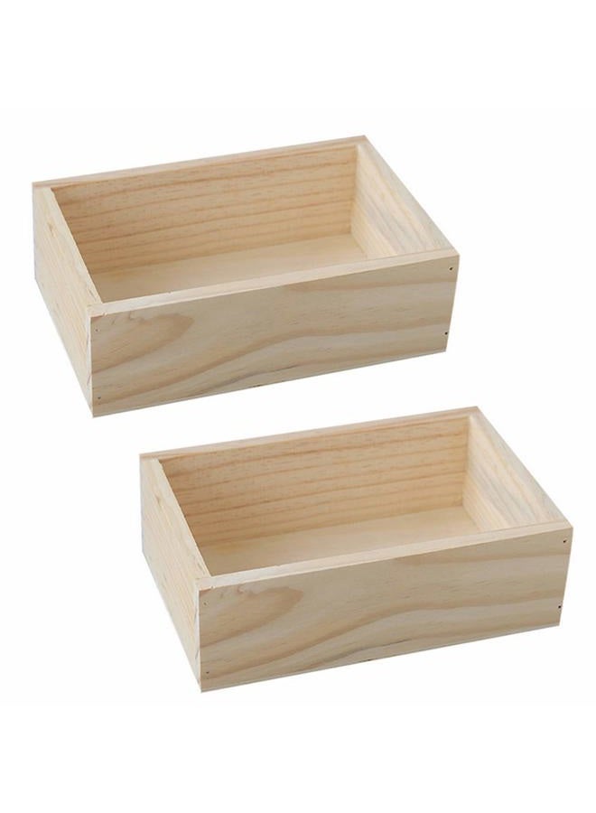 LONG TAO 2 Pcs 7.5" × 5" × 2.4" Wooden Succulent Planter Plant Container Box Rectangular Flower Pot Storage Box for Home Venue Decor - Image 1