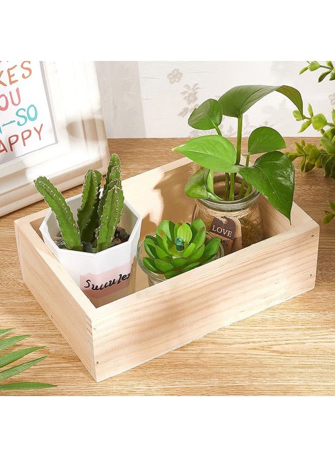 LONG TAO 2 Pcs 7.5" × 5" × 2.4" Wooden Succulent Planter Plant Container Box Rectangular Flower Pot Storage Box for Home Venue Decor - Image 4