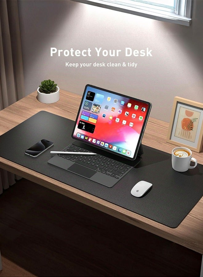 Univer Tang Large Waterproof Faux Leather Desk Protector Pad - Smooth Writing Surface for Office & Gaming, Solid Color Mouse Pad, Durable Computer Accessory,Black,800mm*300mm - Image 2