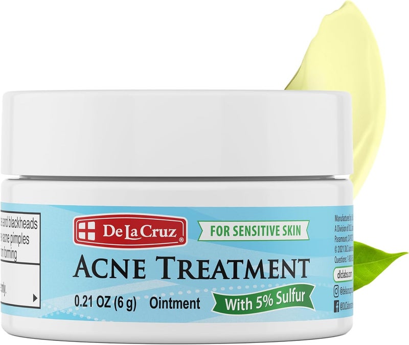 De La Cruz De La Cruz 5 Sulfur Ointment Travel Size  Cystic Acne Treatment for Face and Body  Daily 10 Min Spot Treatment and Effective Game Changing Hormonal Acne Treatment that Clears Up Pimples 021OZ 