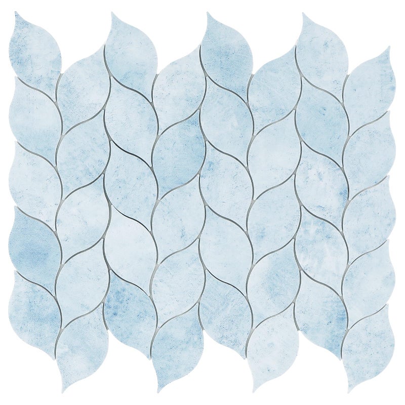 Tilingview 10-Sheet Peel and Stick Backsplash Tile for Kitchen, Self-Adhesive Mosaic Glossy Leaf Stick on Wall Tile with Gaps (Pastel Blue) - Image 1