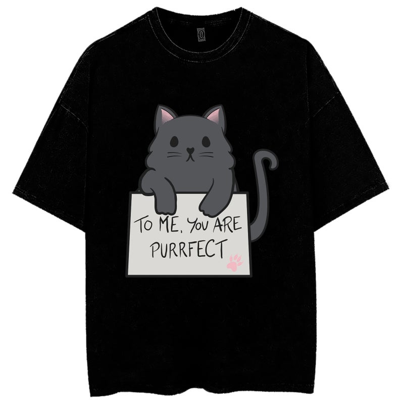 Retro Washed T-Shirt Fashion Pure Cotton Heavy 250G Loose Base Round Neck Pullover T-Shirt For Men And Women - Image 1