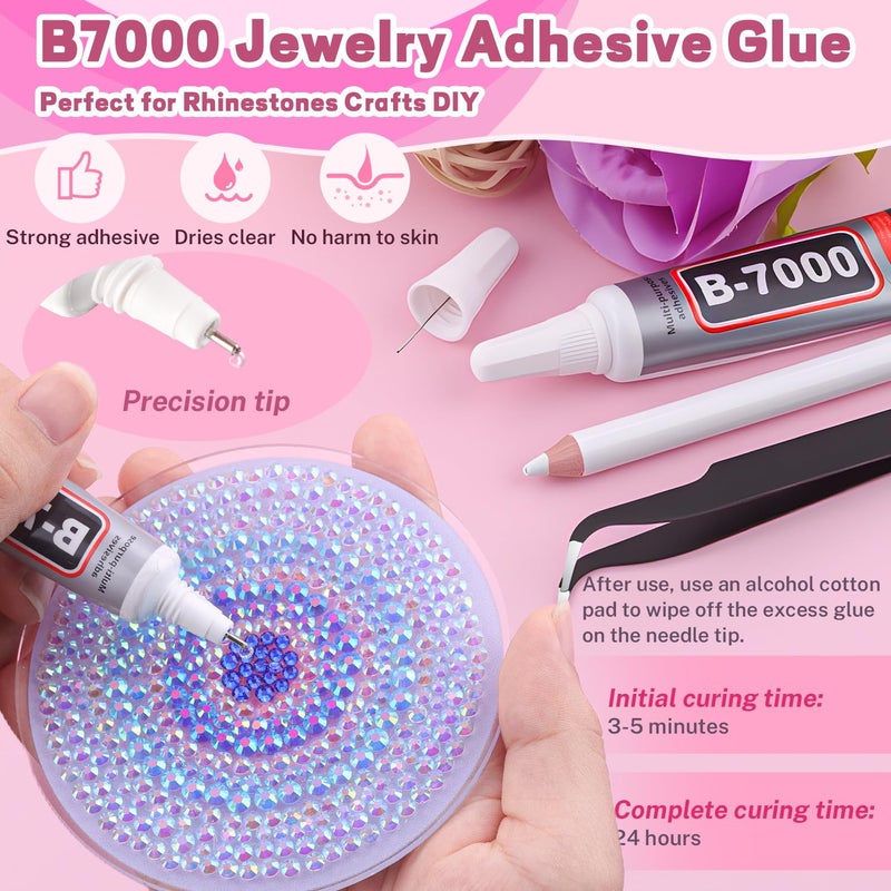 BELLEBOOST 20000Pcs Blue Rhinestones for Bedazzling with 3Pcs B7000 Jewelry Glue, Resin Rhinestones for Crafting Craftsï¼ŒBedazzler Kit Flatback Gems for Clothing Shoes Tumblers Nail Art - Image 5