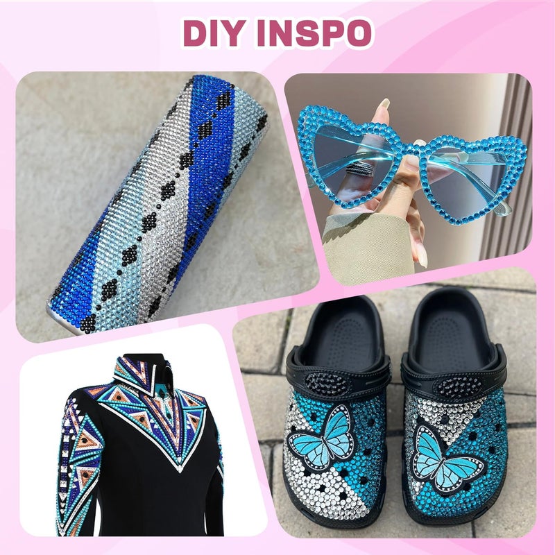 BELLEBOOST 20000Pcs Blue Rhinestones for Bedazzling with 3Pcs B7000 Jewelry Glue, Resin Rhinestones for Crafting Craftsï¼ŒBedazzler Kit Flatback Gems for Clothing Shoes Tumblers Nail Art - Image 4