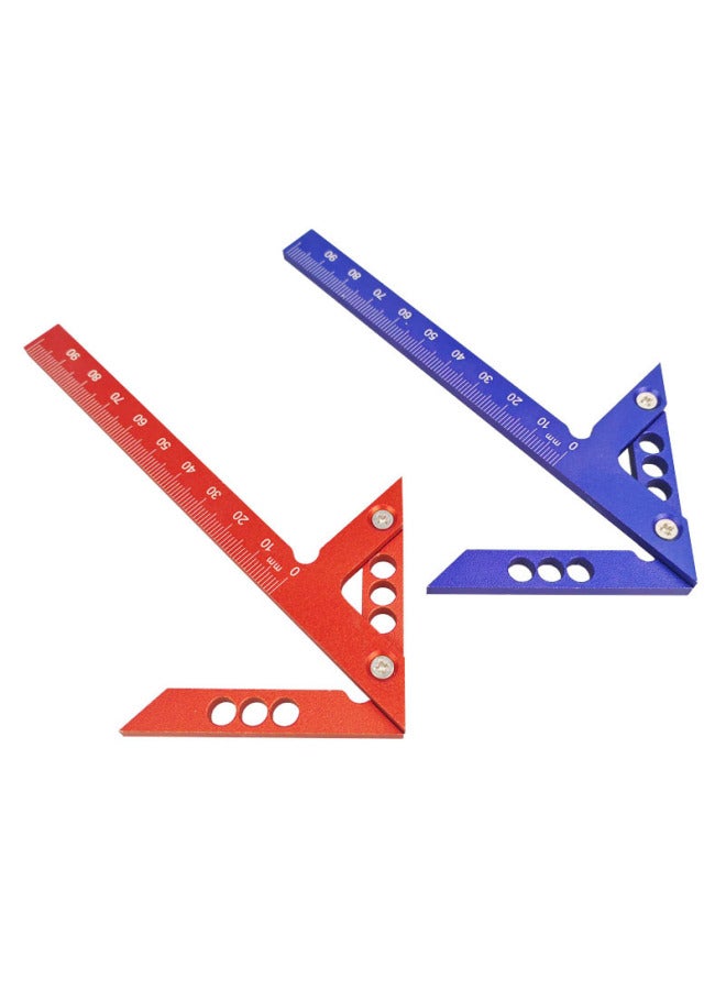 Aluminum Alloy Angle Ruler Center Ruler 45 Degree Triangle Arrow Right Angle Positioning Ruler 90 Degree Angle Ruler Woodworking Marking Ruler-Model:A1198 Red Imperial [bag] 31.4g - Image 5