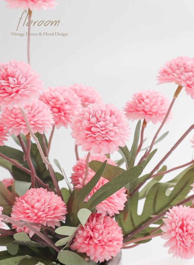 Floroom 5pcs Faux Silk Pompon Mum Artificial Flowers, Bulk Fake Mini Chrysanthemums with Stems for DIY Bouquet Centerpieces Wedding Fillers Blush Arrangements Shower Decorations, Pink - Image 4