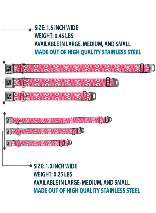 Buckle Down Buckle-Down Seatbelt Buckle Dog Collar - Cute Skulls w/Checkers Pinks/White - 1" Wide - Fits 9-15" Neck - Small - Image 3